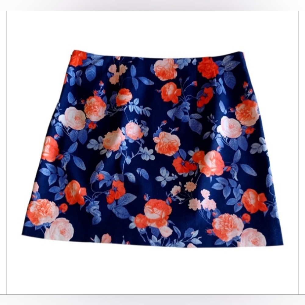 Talbots Floral Canvas A-Line Skirt, Size 14p